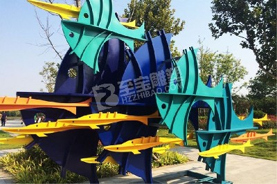 公園創(chuàng)意魚(yú)不銹鋼雕塑定制